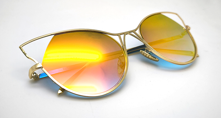 عینک آفتابی زنانه DITIAI مدل گربه‌ای آینه‌ای رفلکس آتیشی | کد 9626