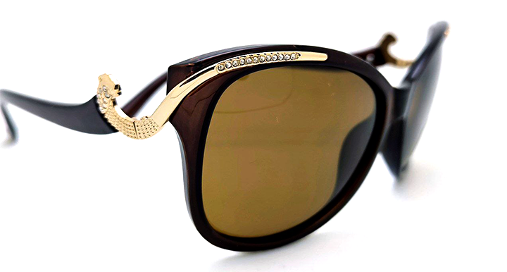 عینک آفتابی زنانه AOLISE پلاریزه طرح کارتیر پلنگ نگین دار قهوه ای