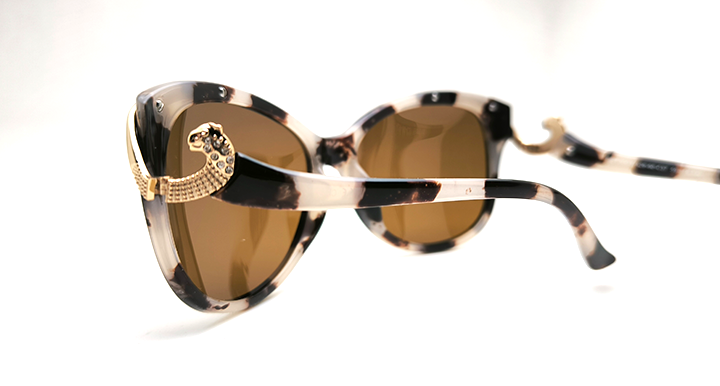 عینک آفتابی زنانه AOLISE پلاریزه طرح کارتیر پلنگ نگین دار هاواناروشن