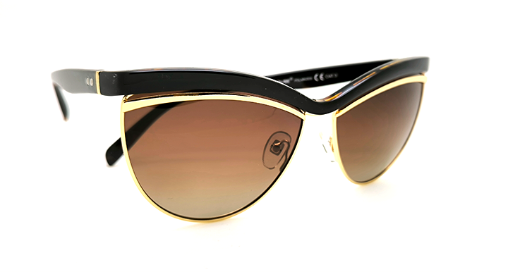 عینک آفتابی زنانه کلابمستر گربه ای پلاریزه سایه روشن قهوه ای