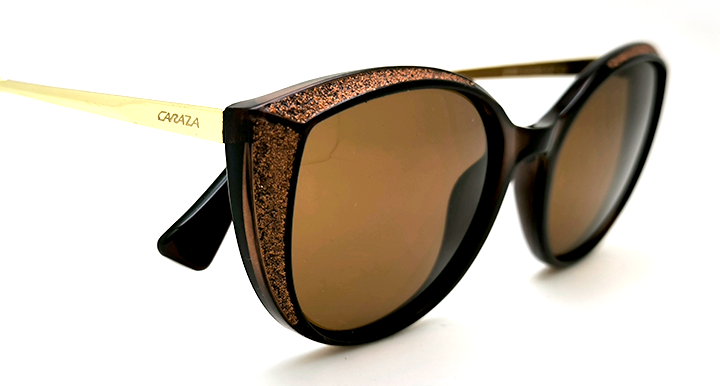عینک آفتابی زنانه گربه ای کد 2098، قهوه ای با حاشیه اکلیلی