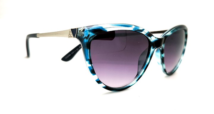 عینک آفتابی زنانه پلاریزه طرح گربه ای با فریم کائوچویی پلنگی آبی | کد 025198