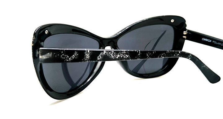 عینک آفتابی زنانه پلاریزه کارازا کد 2033 مشکی کهکشانی، ابرودار