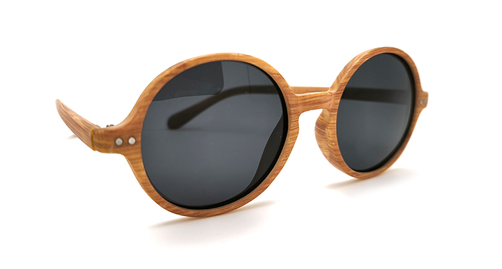 عینک آفتابی بچه‌گانه گرد کد 203016_C4 پلاریزه طرح چوب