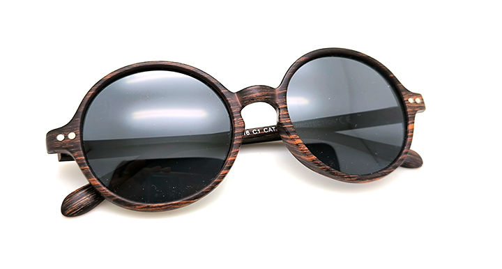 عینک آفتابی بچه‌گانه گرد کد 203016_C1 پلاریزه طرح چوب