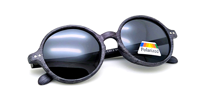 عینک آفتابی بچه‌گانه گرد کد 203016_C2 پلاریزه طرح چوب خاکستری