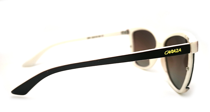 عینک آفتابی زنانه نیم فریم پلاریزه کارازا کد 2091 C4 فریم کائوچویی شیری با روکش قهوه ای