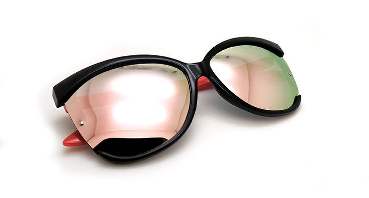 عینک آفتابی زنانه نیم فریم پلاریزه کارازا کد 2091 C5 عدسی قرمز‌ آینه‌ای