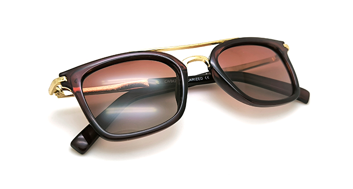 عینک آفتابی مستطیلی دوپل پلاریزه کد 2066 C2 فریم کائوچویی قهوه‌ای