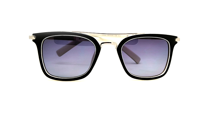 عینک آفتابی مستطیلی دوپل پلاریزه کد 2066 C3 فریم کائوچویی شیری با روکش مشکی