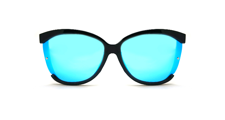 عینک آفتابی زنانه نیم فریم پلاریزه کارازا کد 2091 C6 عدسی آبی آینه‌ای