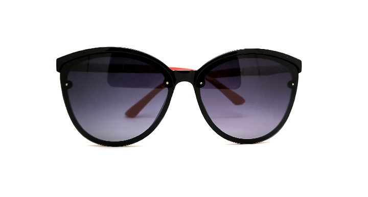 عینک آفتابی زنانه پلاریزه کارازا کد 2095 C4 فریم کائوچویی مشکی-قرمز با دسته های اکلیلی