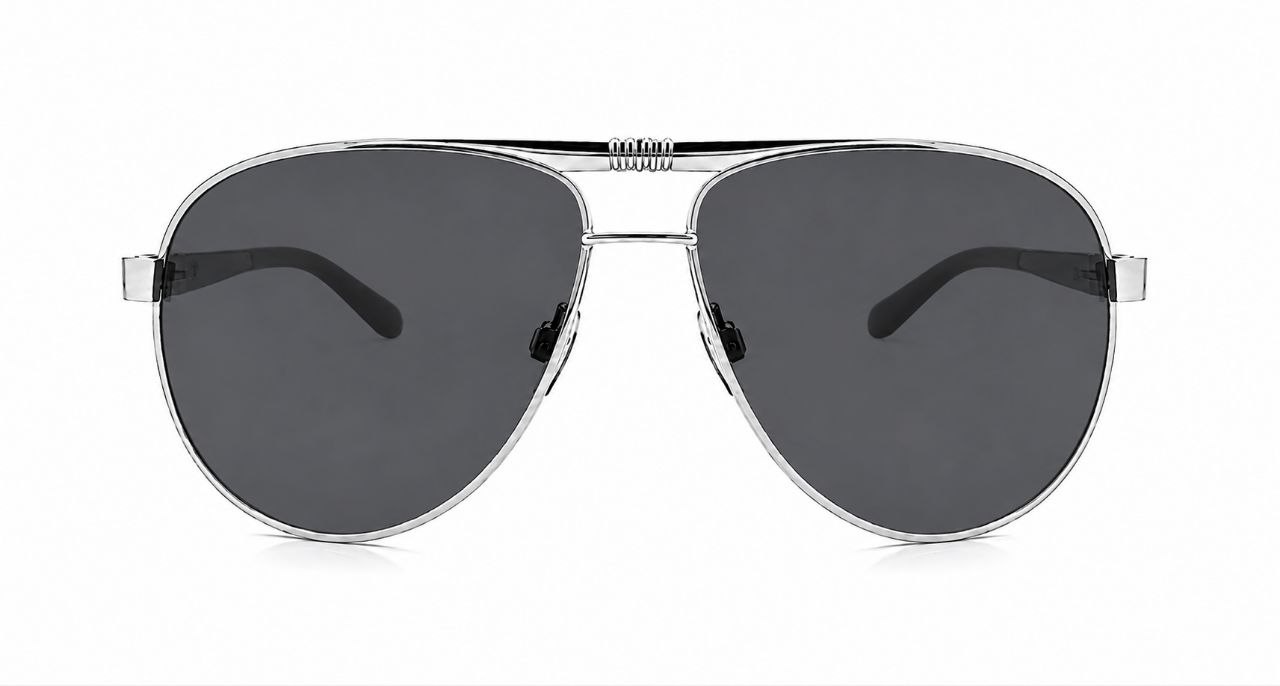 عینک آفتابی خلبانی مردانه سیتی ویژن CITYVISION پلاریزه UV400 فریم سیلور دورنگ | مدل 208042_C2