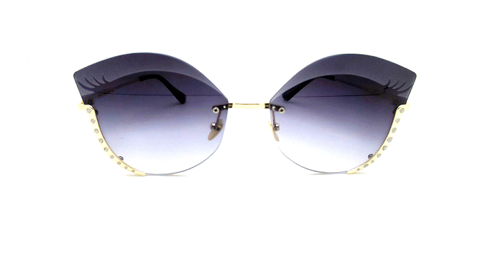 عینک آفتابی زنانه فندی نیم فریم گربه ای مژه دار بنفش سایه روشن