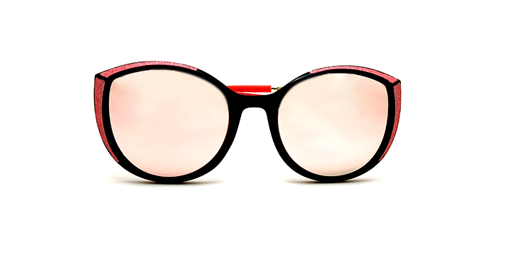 عینک آفتابی زنانه گربه ای کد 2098 ،عدسی آینه ای قرمز با حاشیه اکلیلی
