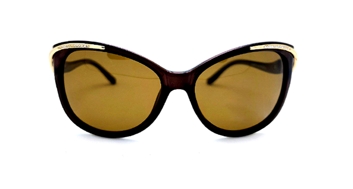 عینک آفتابی زنانه AOLISE پلاریزه طرح کارتیر پلنگ نگین دار قهوه ای