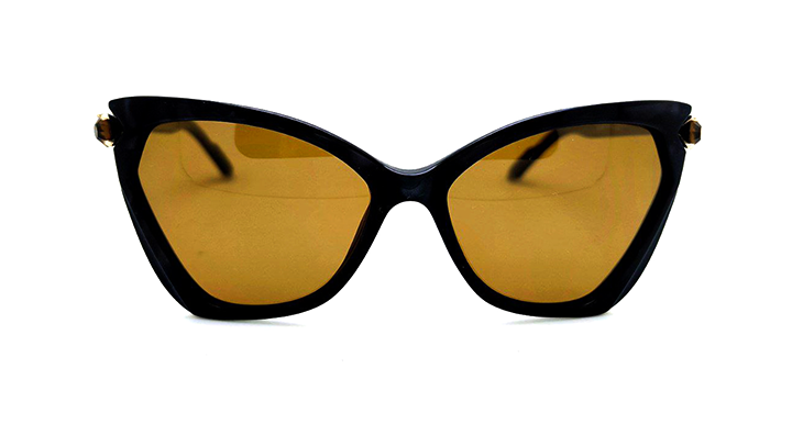 عینک آفتابی زنانه AOLISE پلاریزه گربه ای تک نگین قهوه ای کد DET3055